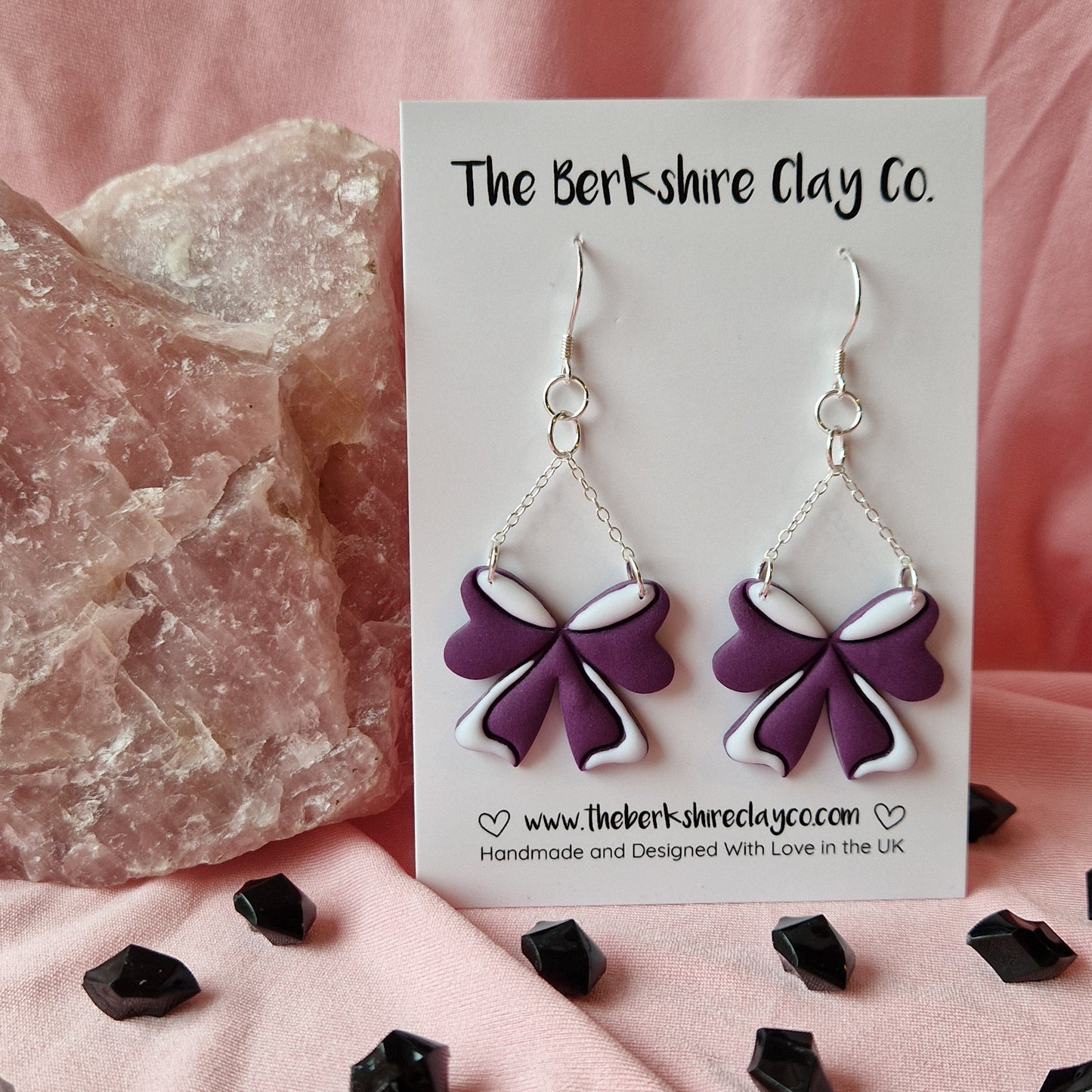 Purple Flowy Bow Dangle Earrings