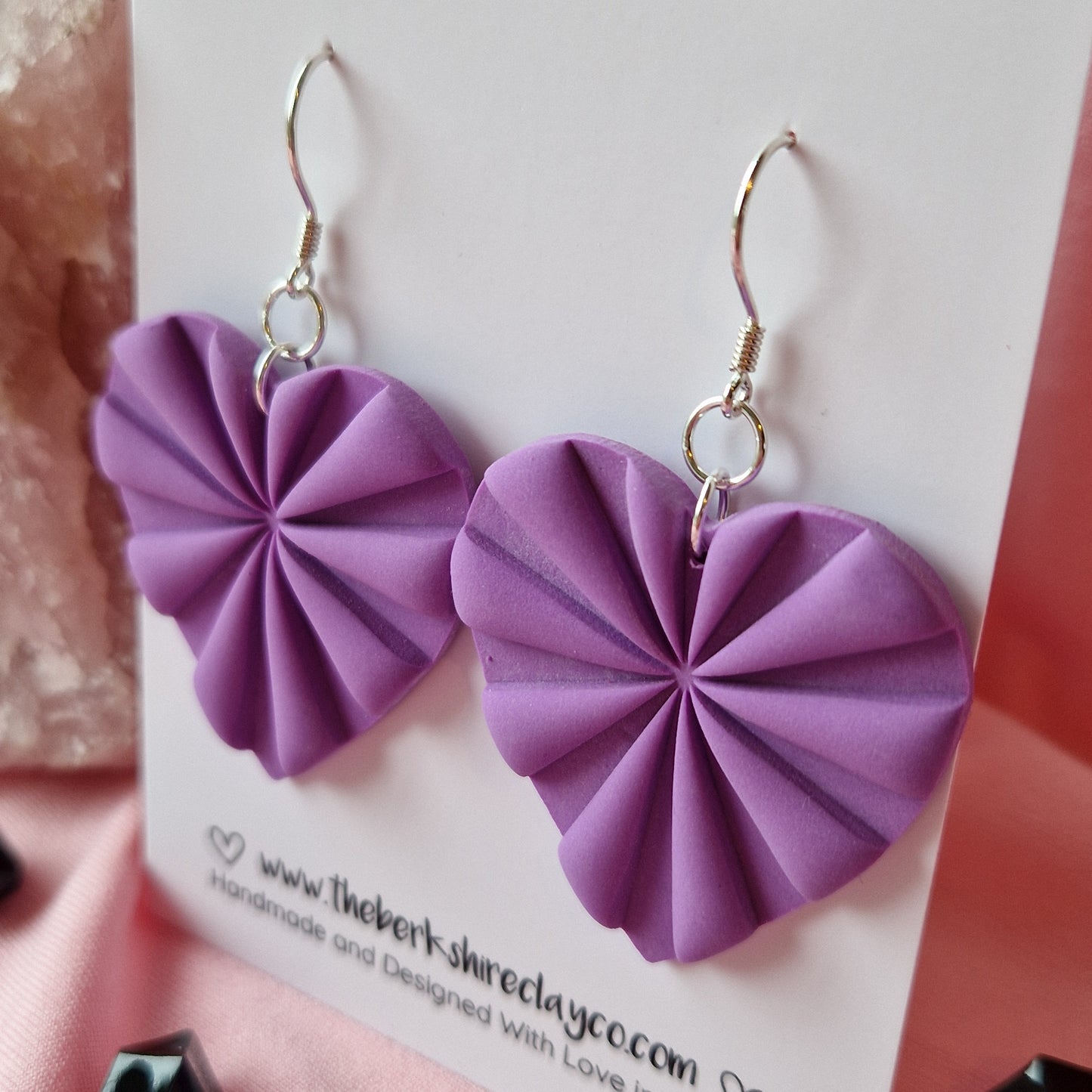 Purple Starburst Heart Dangle Earrings
