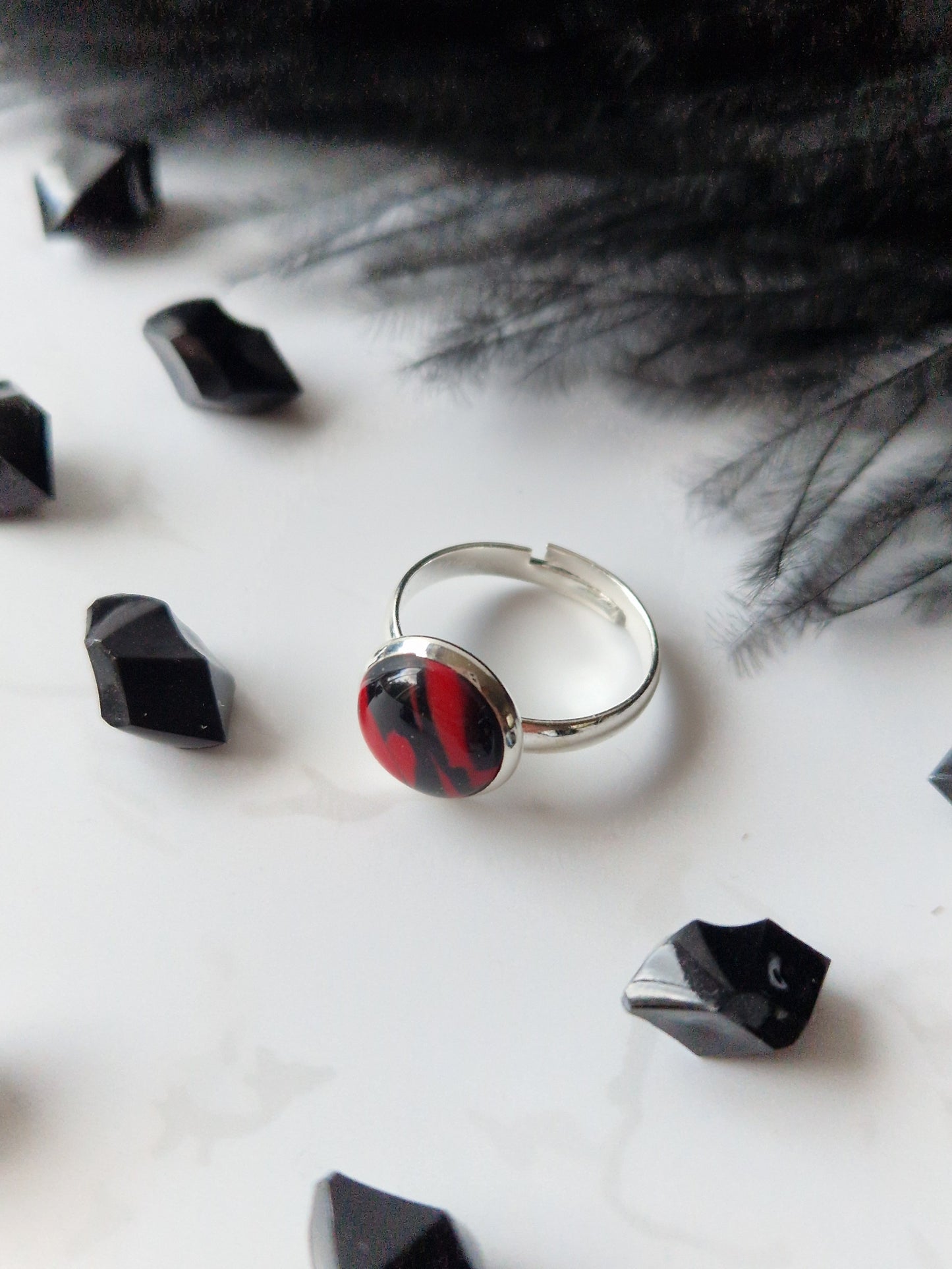 Red and Black Adjustable Ring (Design 2)