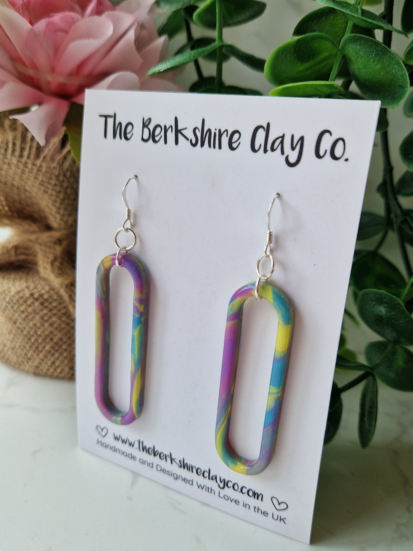 Multi Coloured Oval Dangle Earrings Design 1