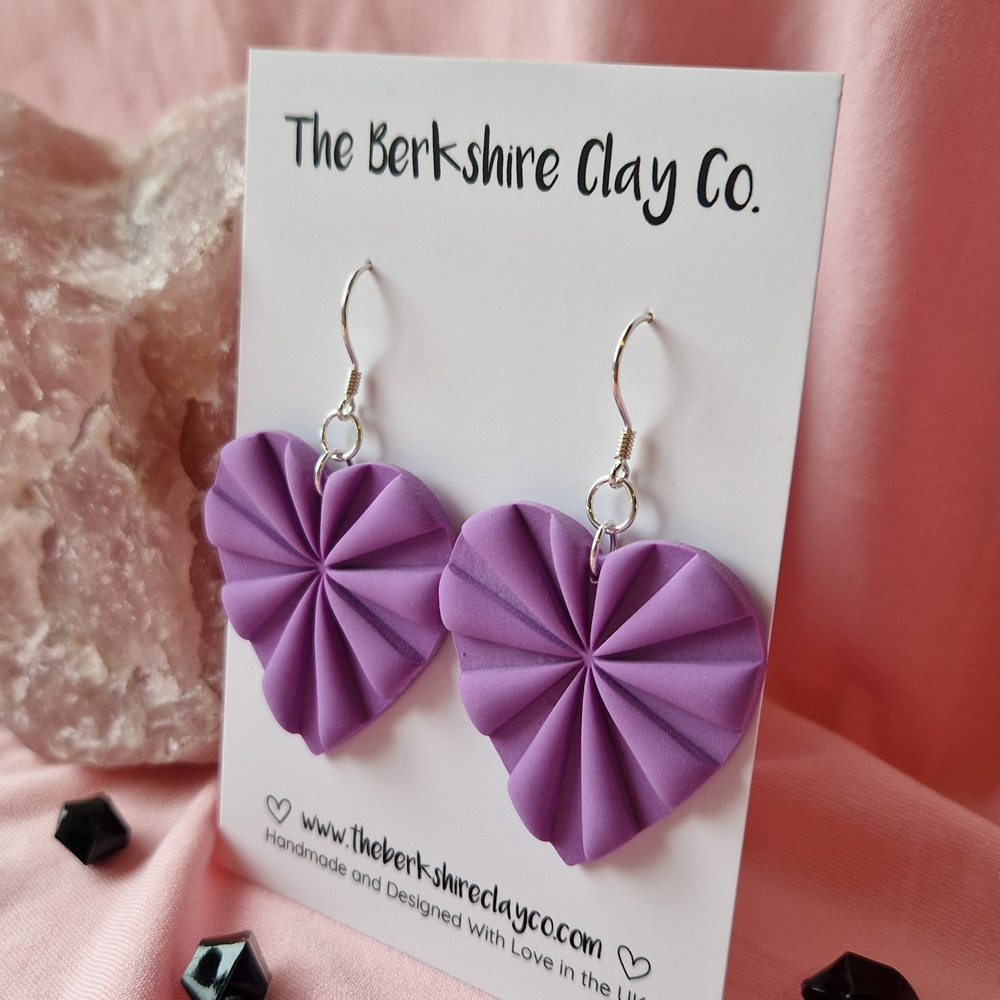 Purple Starburst Heart Dangle Earrings