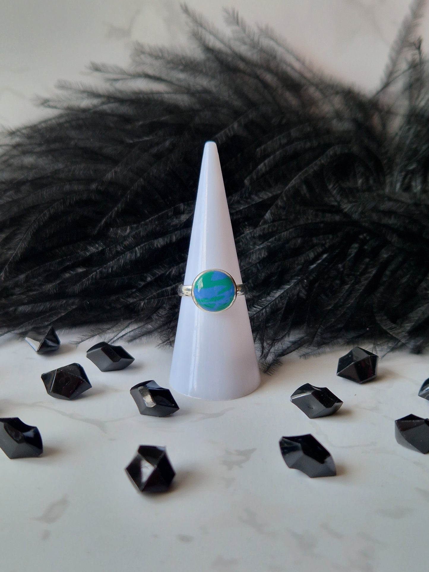 Blue and Green Adjustable Ring