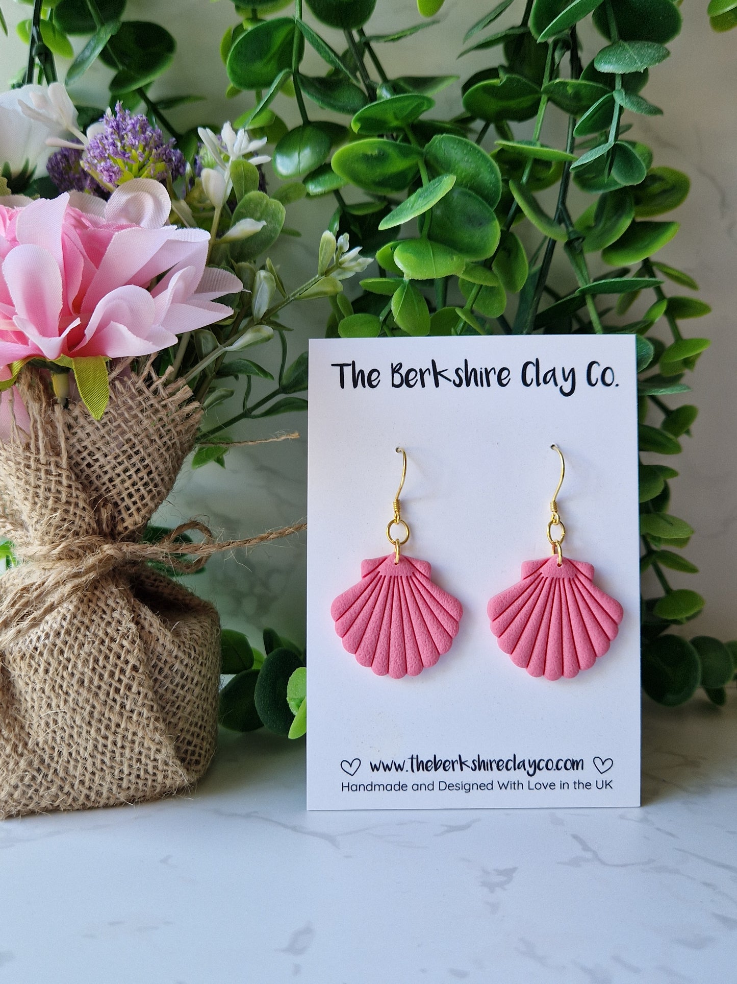 Pink Shell Dangle Earrings
