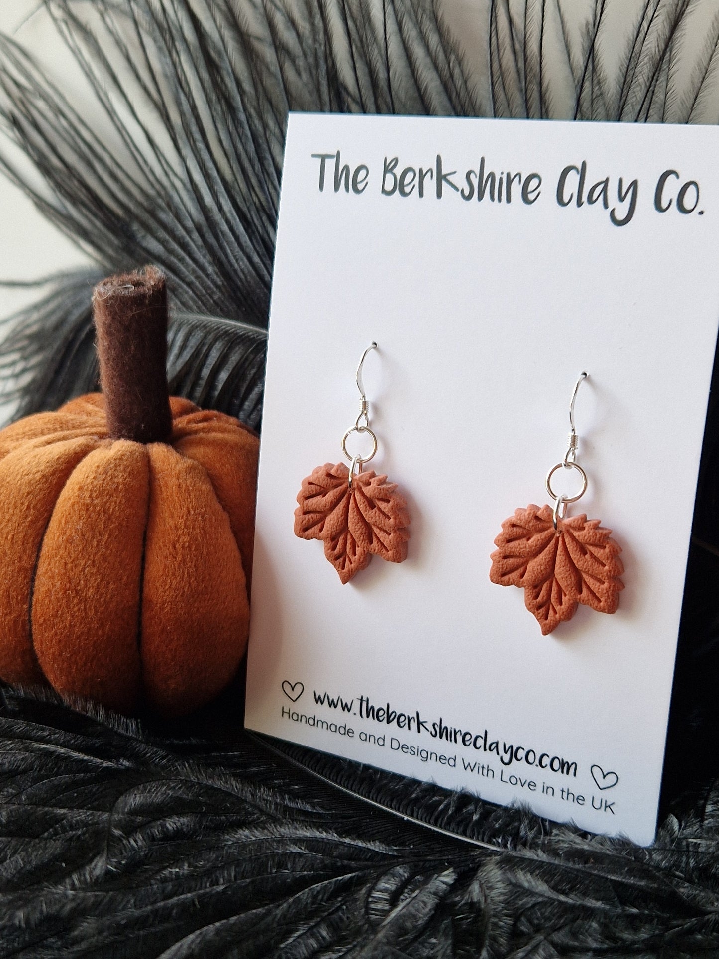 Cinnamon Maple Leaf Dangle Earrings