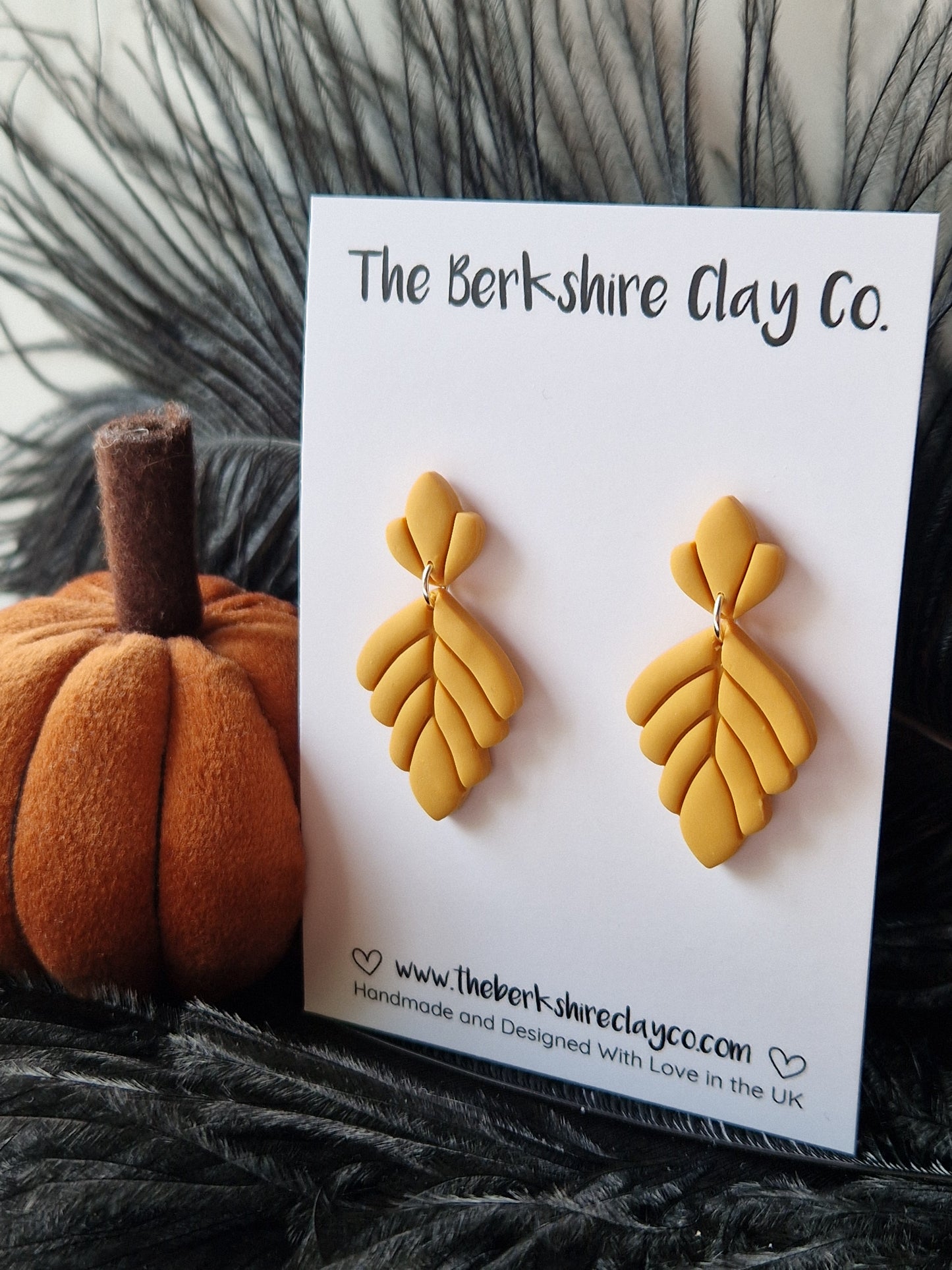 Yellow Leaf Dangle Stud Earrings