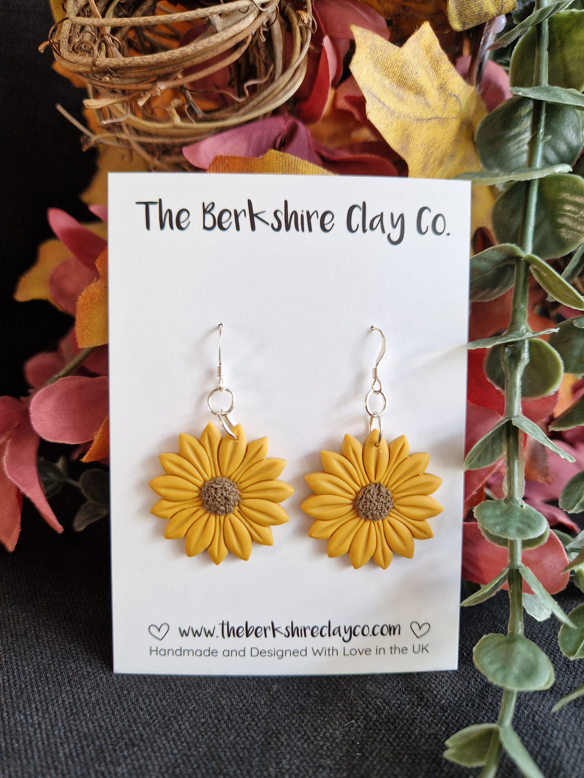 Large Sunflower Dangle Earrings