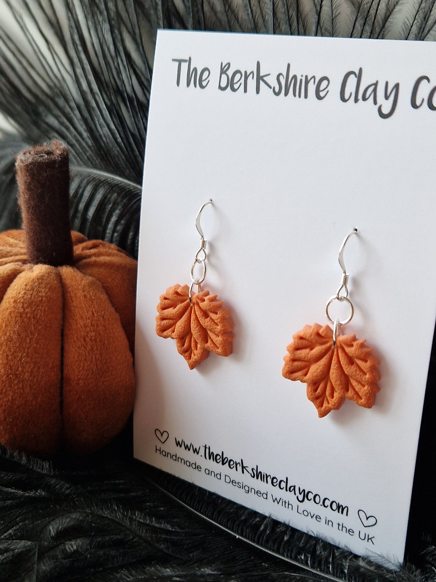 Orange Maple Leaf Dangle Earrings