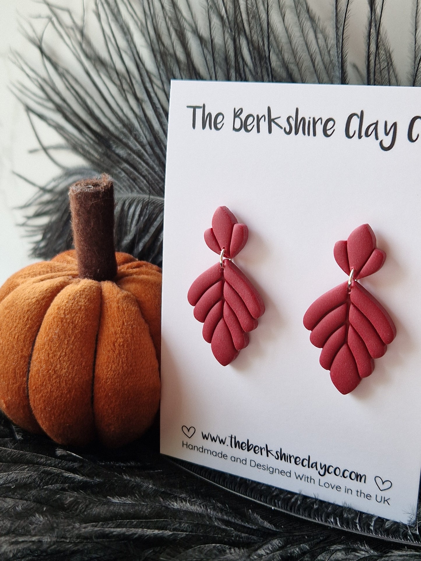 Cabernet Leaf Dangle Stud Earrings