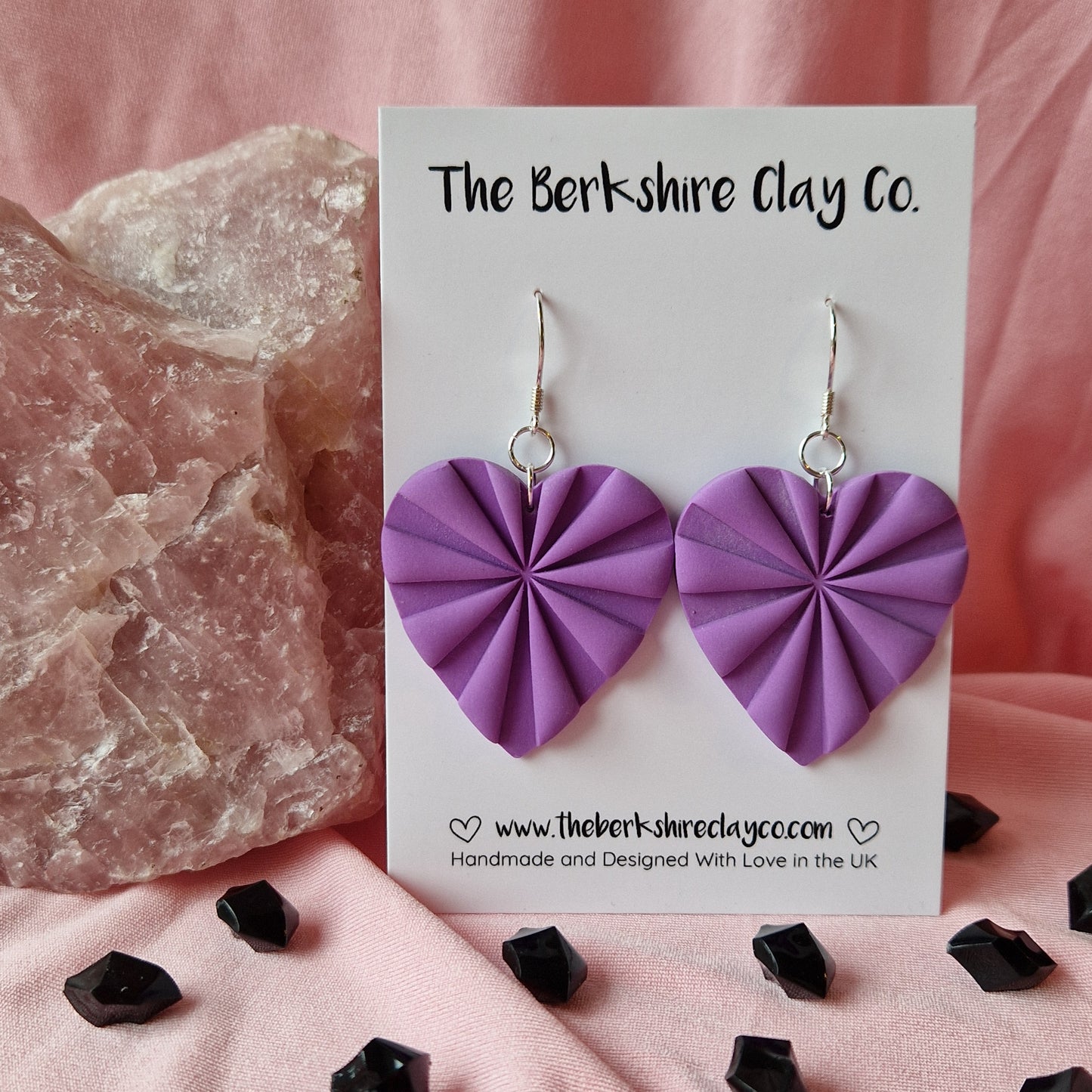 Purple Starburst Heart Dangle Earrings