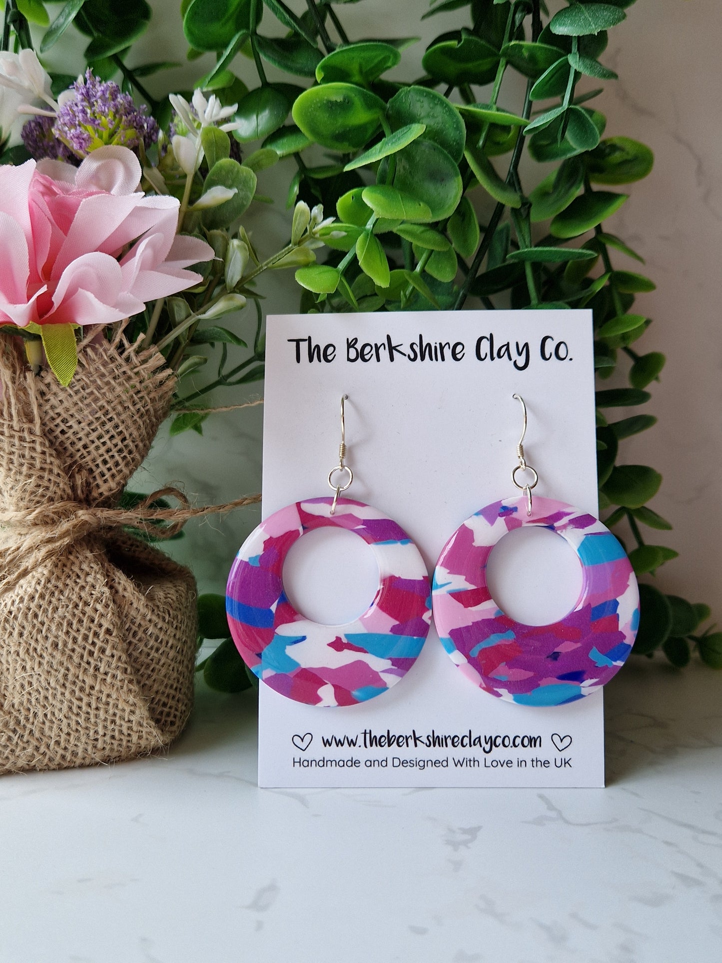 Multi Coloured Circle Cut Out Dangle Earrings