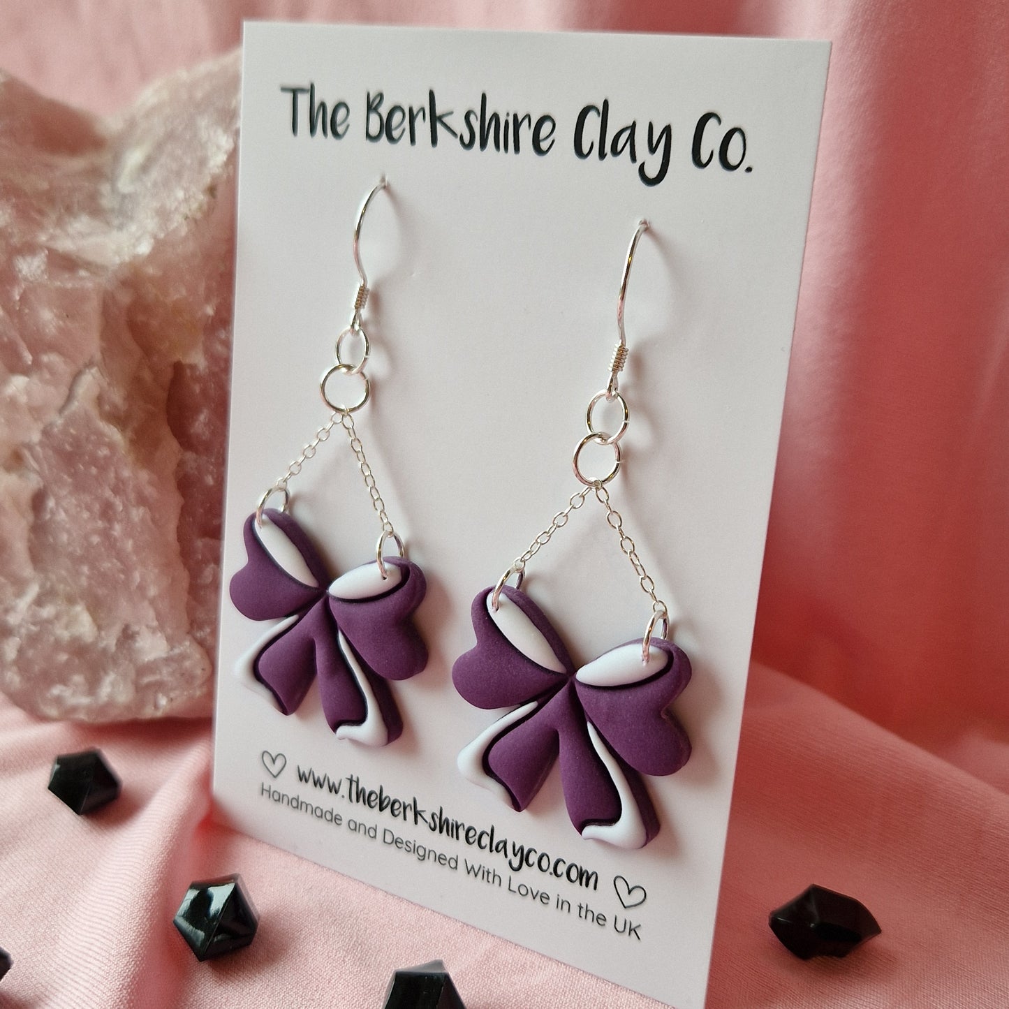 Purple Flowy Bow Dangle Earrings