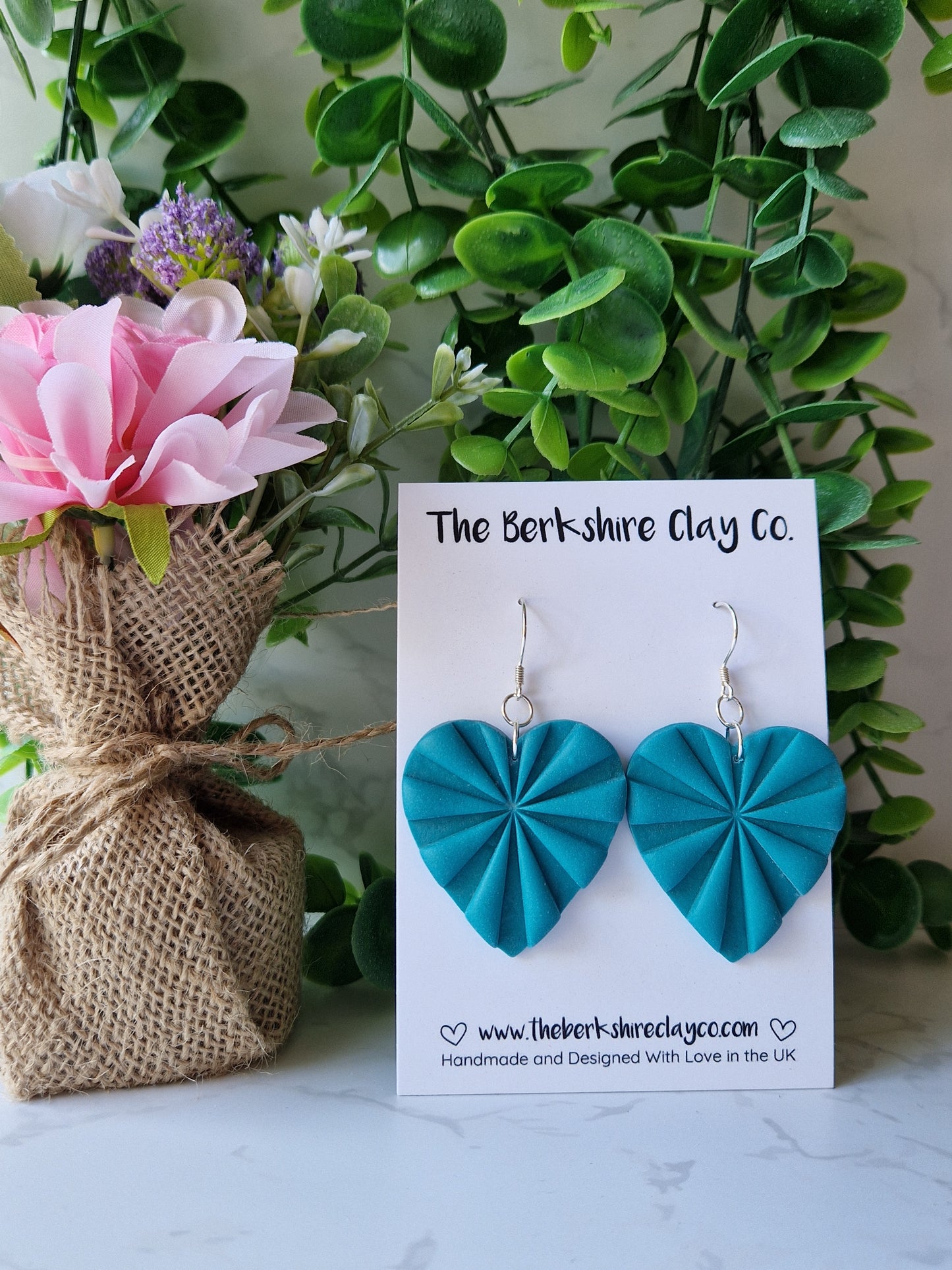 Turquoise Starburst Heart Dangle Earrings