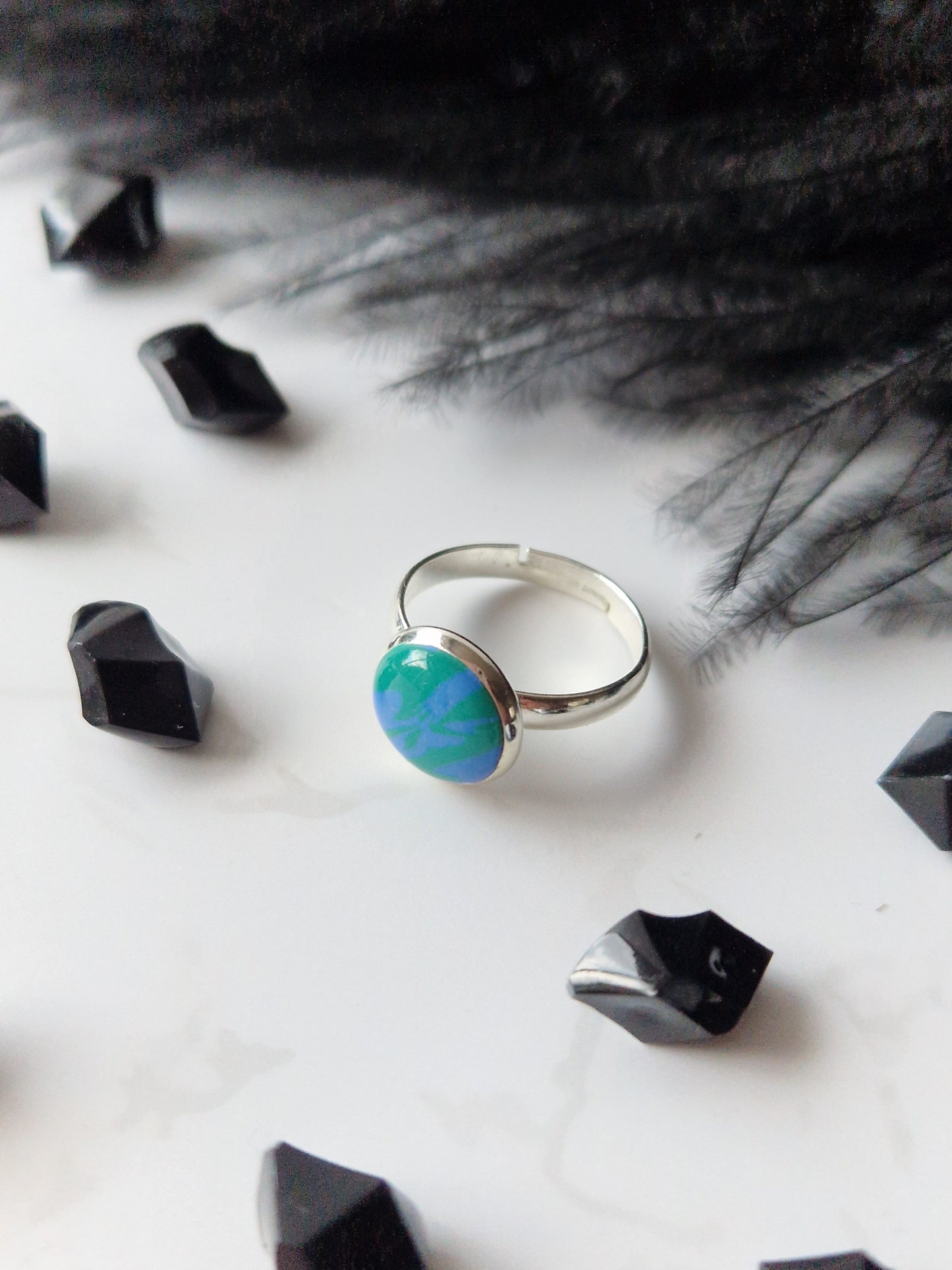Blue and Green Adjustable Ring (Design 2)