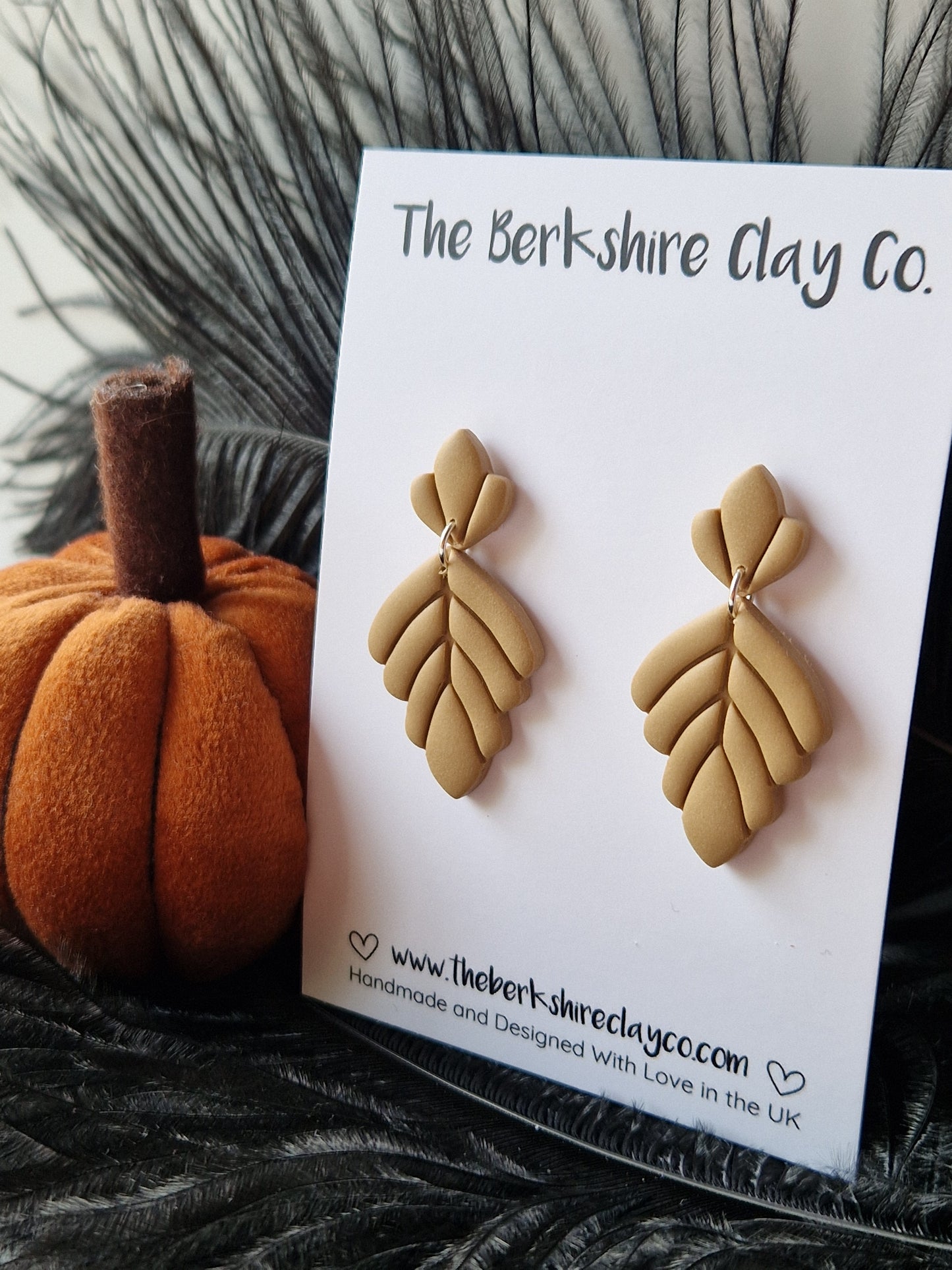 Light Brown Leaf Dangle Stud Earrings