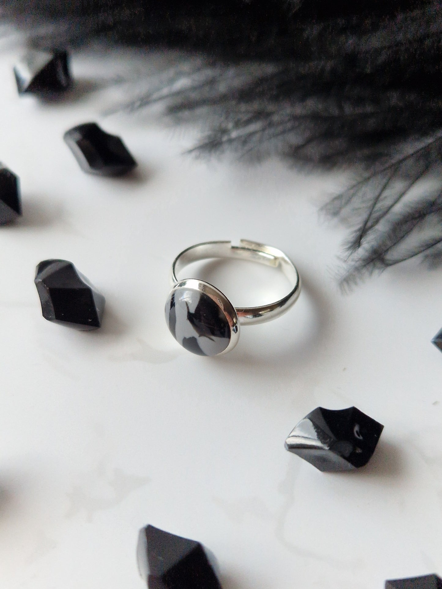 Black and Grey Adjustable Ring (Design 2)