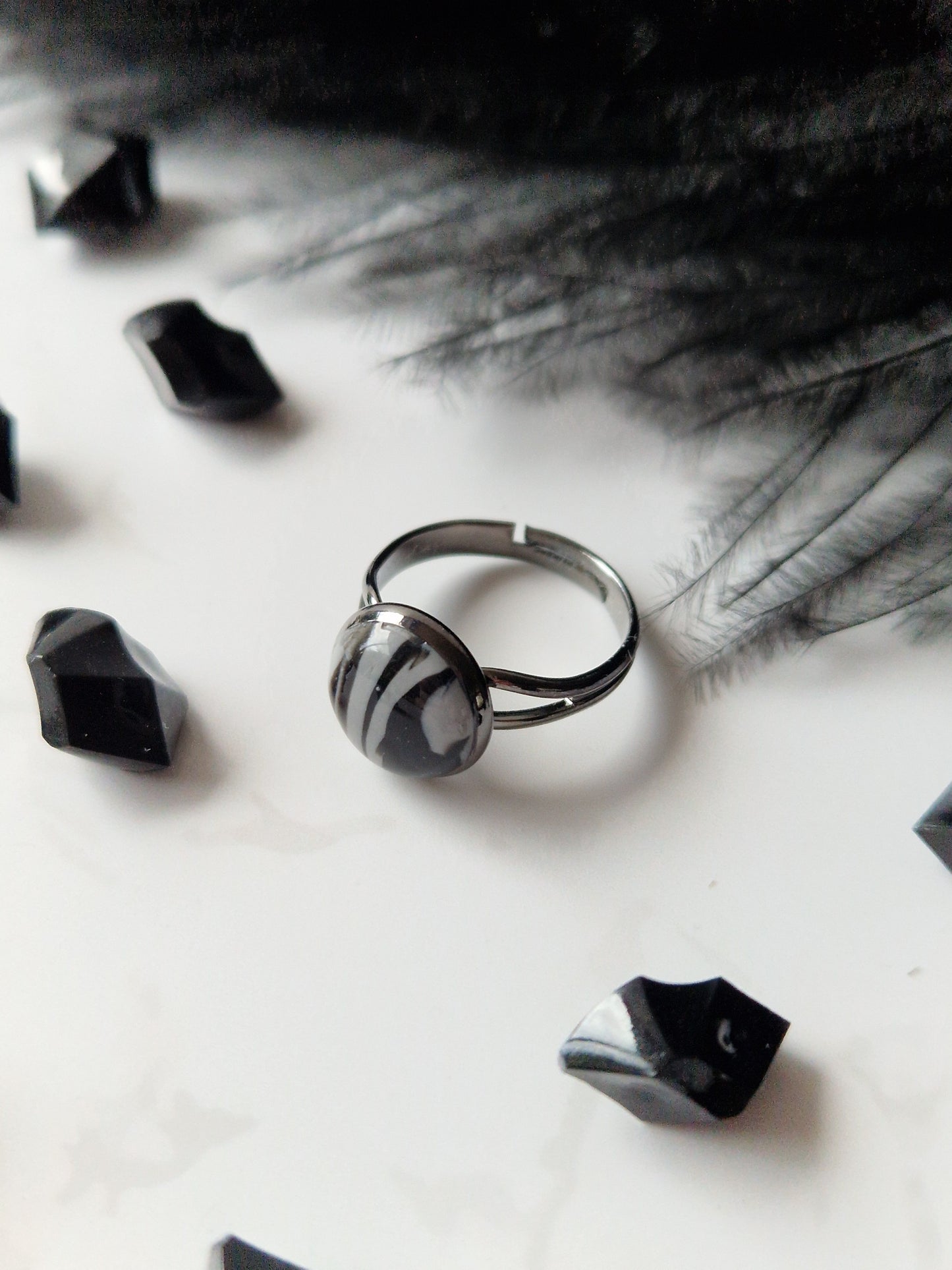 Black and Grey Adjustable Ring