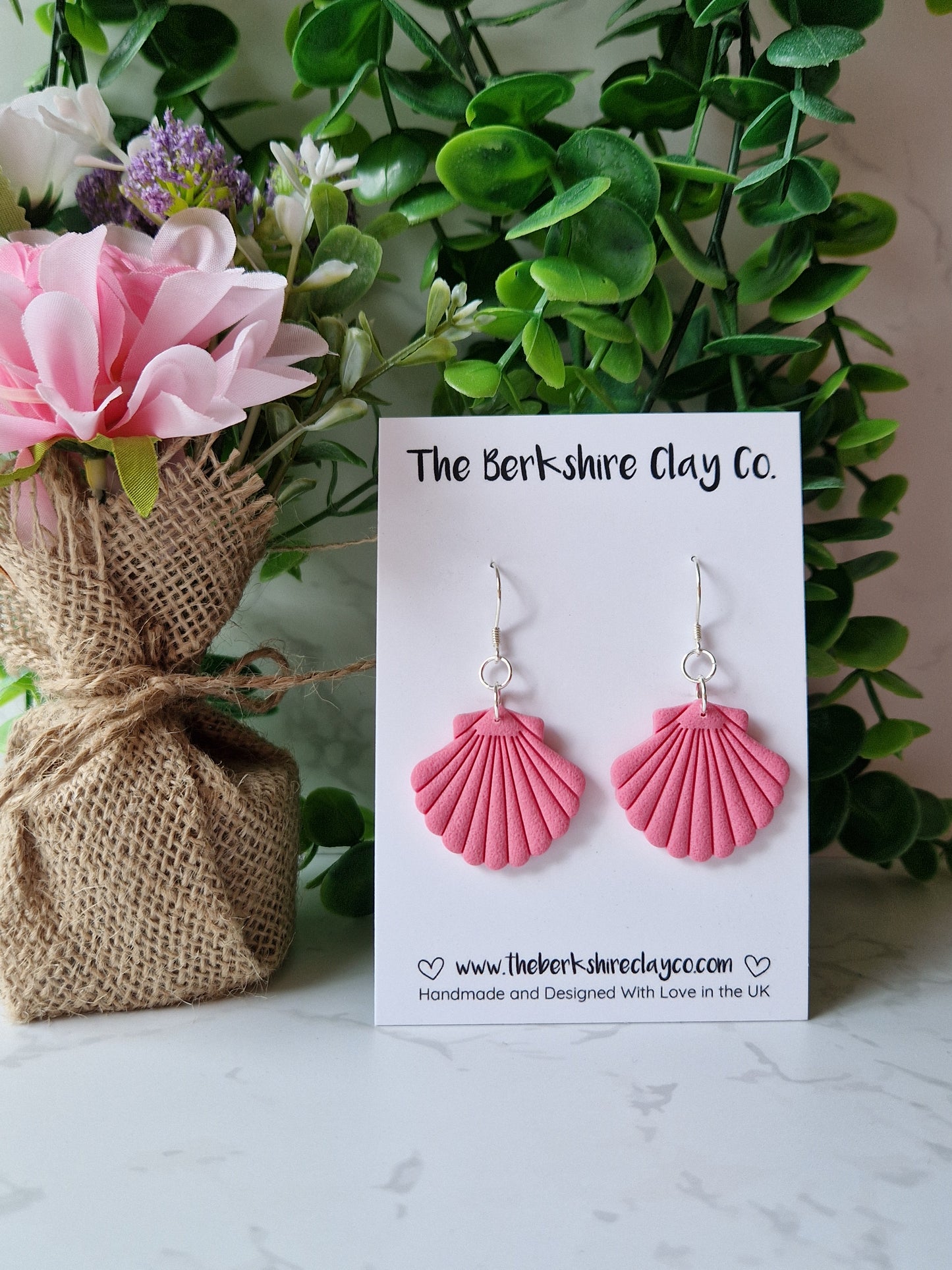 Pink Shell Dangle Earrings