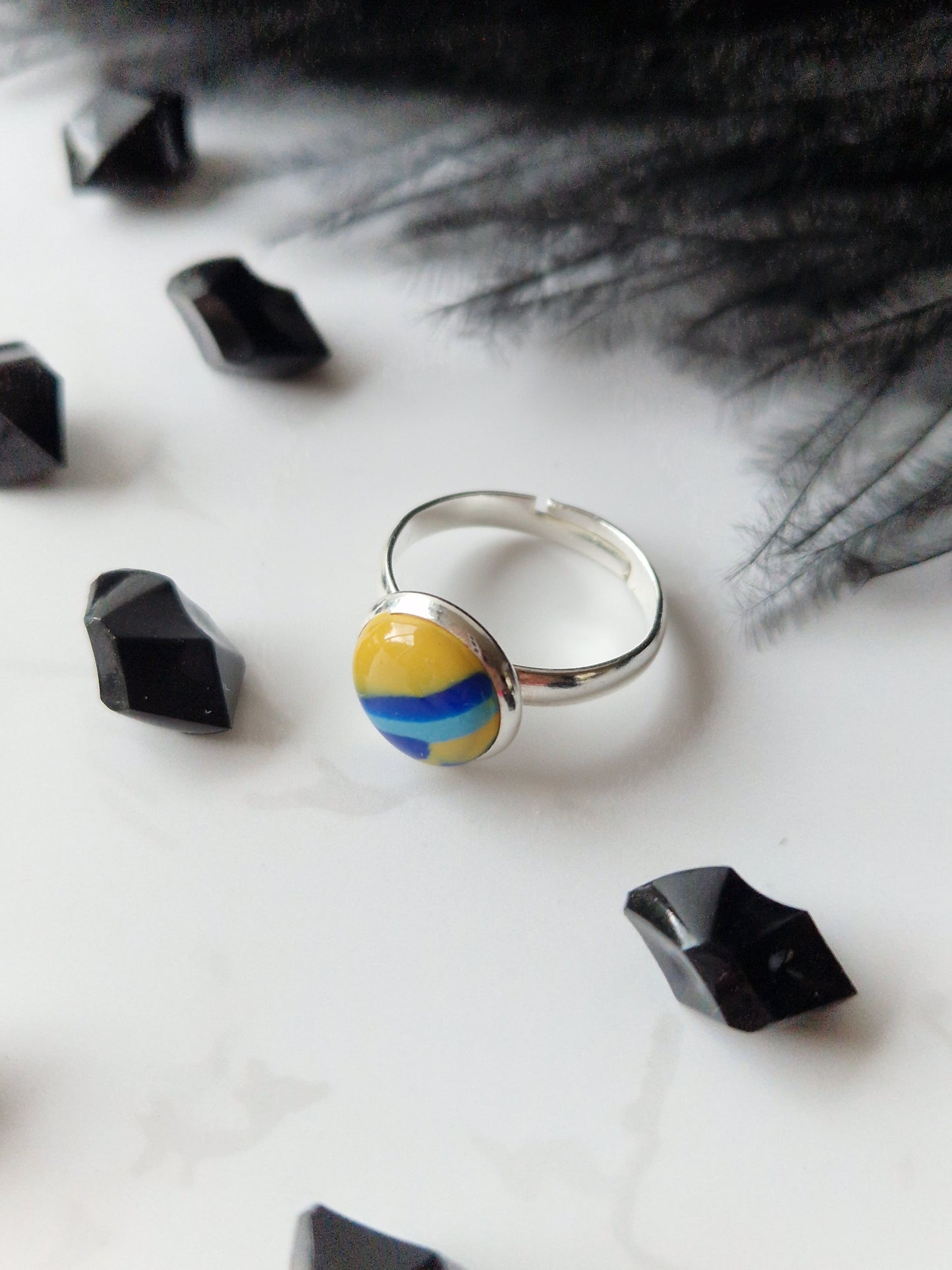 Yellow and Blue Adjustable Ring
