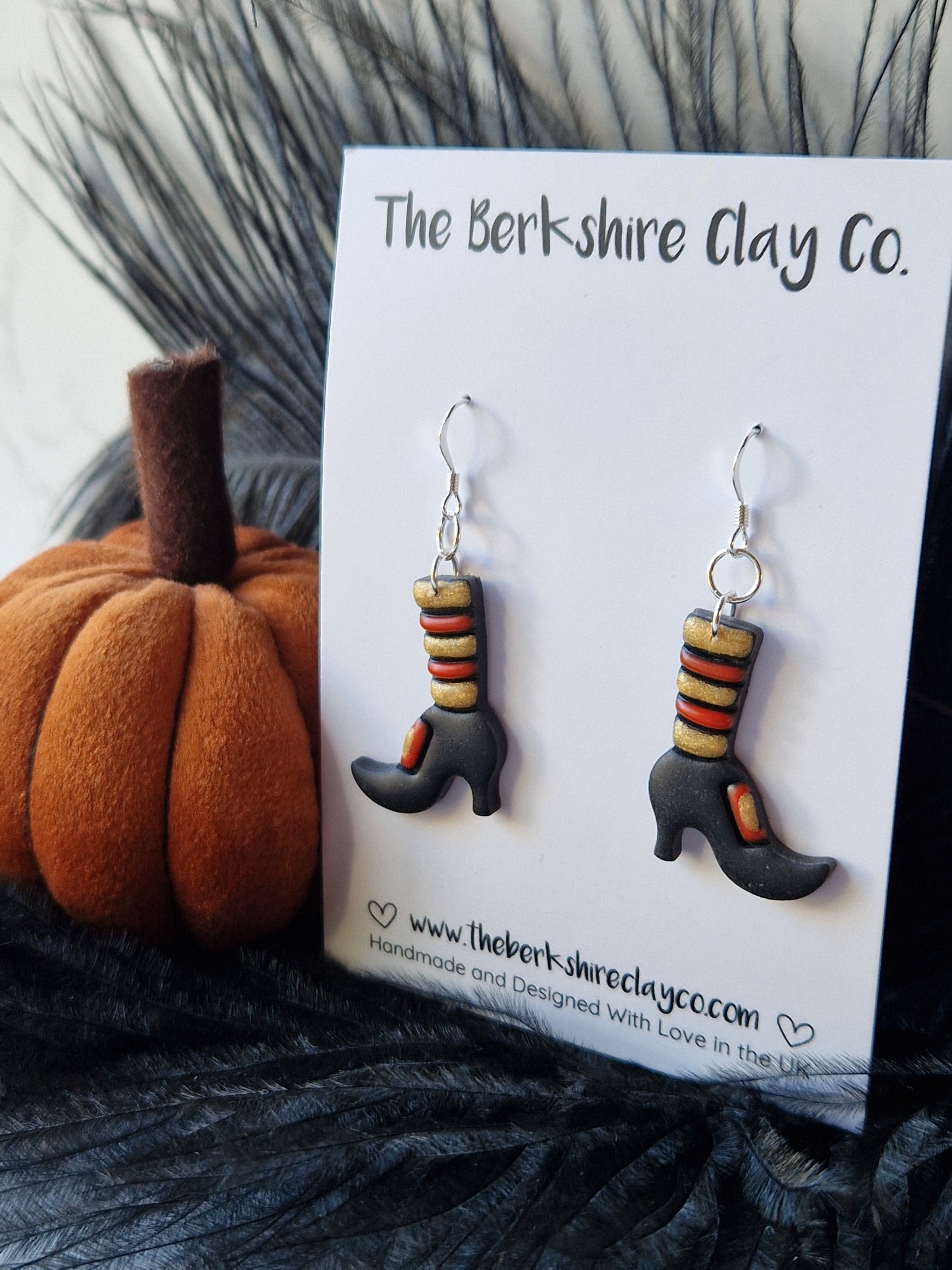 Black Witches Boot Dangle Earrings