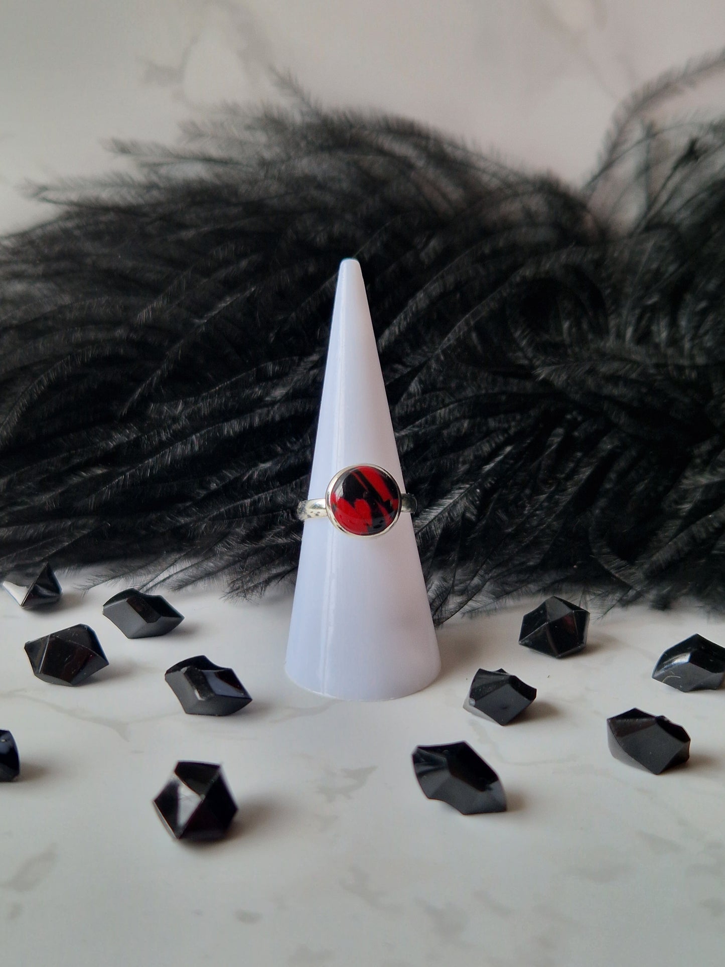 Red and Black Adjustable Ring (Design 2)