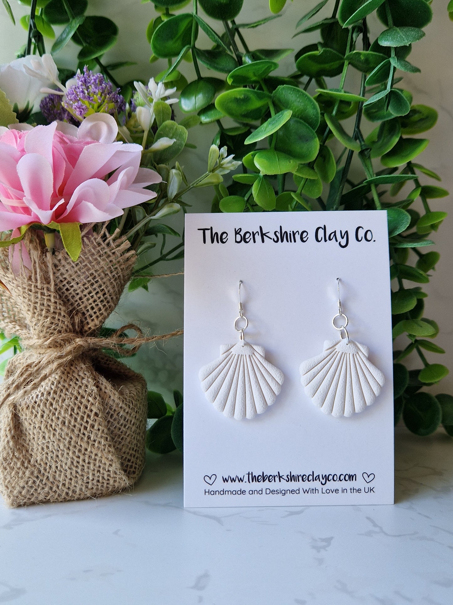 White Shell Dangle Earrings