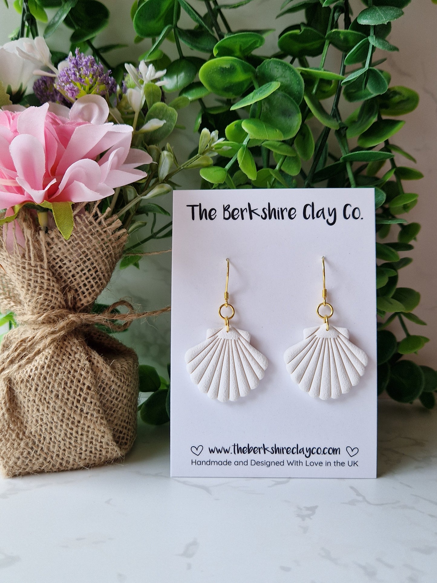 White Shell Dangle Earrings