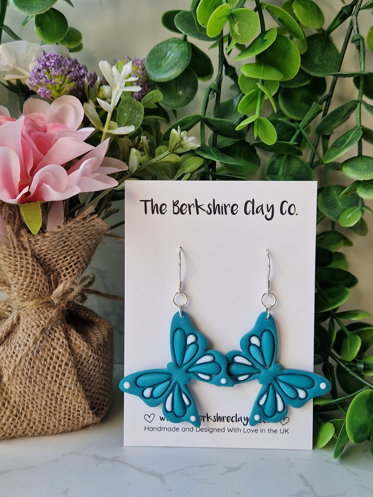 Teal Butterfly Dangle Earrings