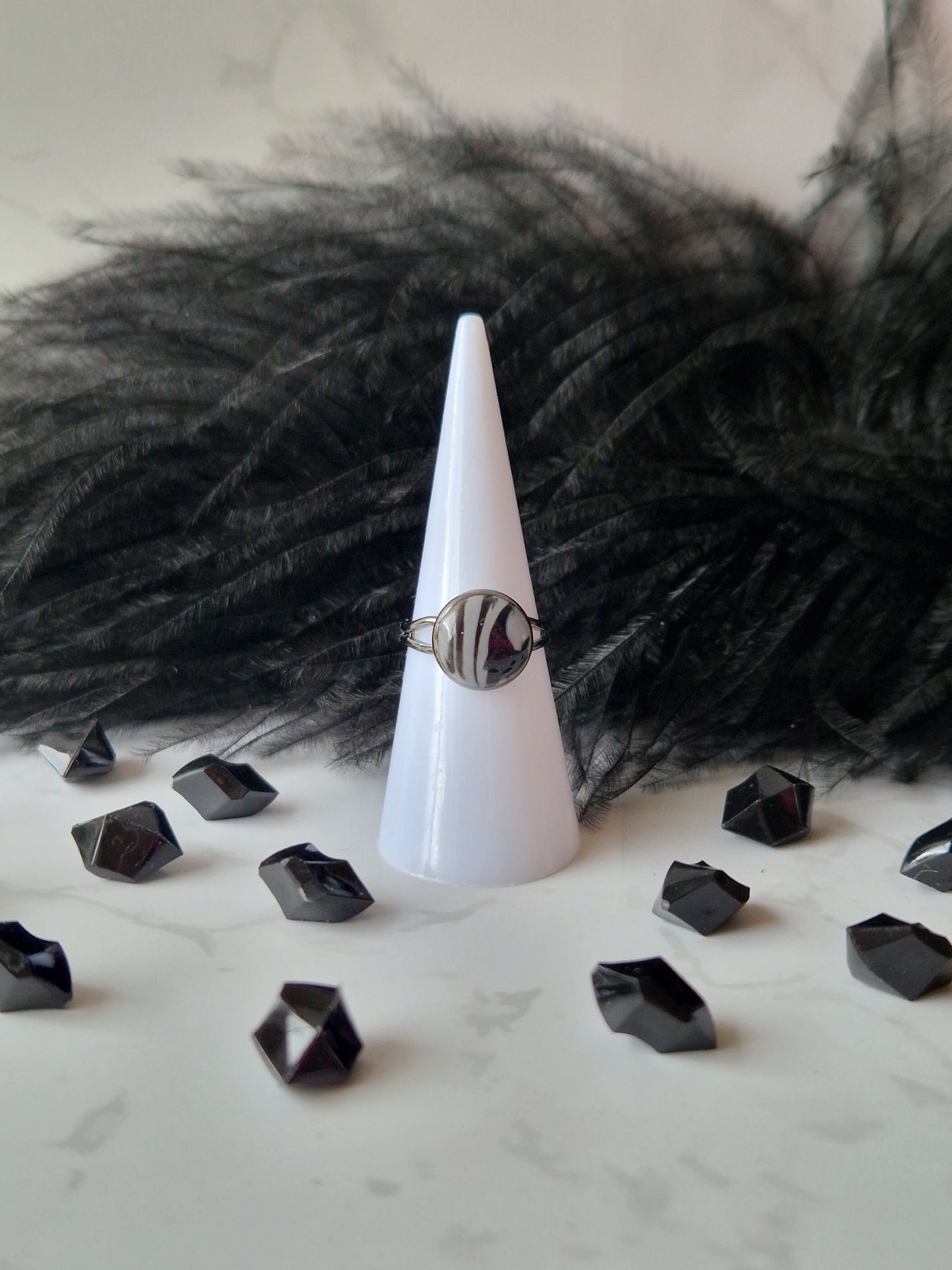 Black and Grey Adjustable Ring