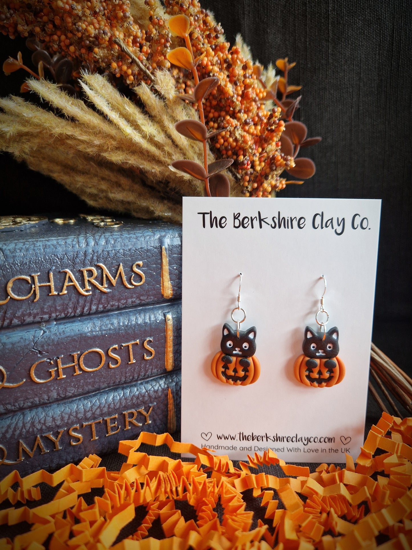 Black Cat & Pumpkin Dangle Earrings