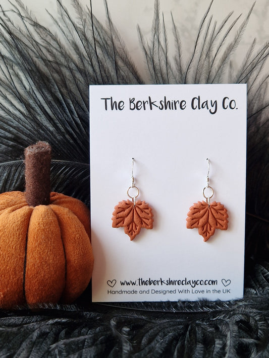Cinnamon Maple Leaf Dangle Earrings