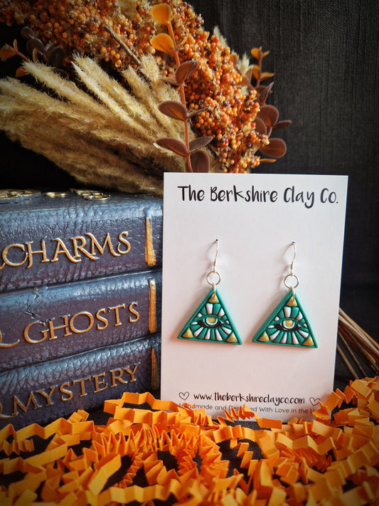 Gothic Starburst Triangle Dangle Earrings