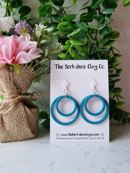 Turquoise Circle Layered Dangle Earrings