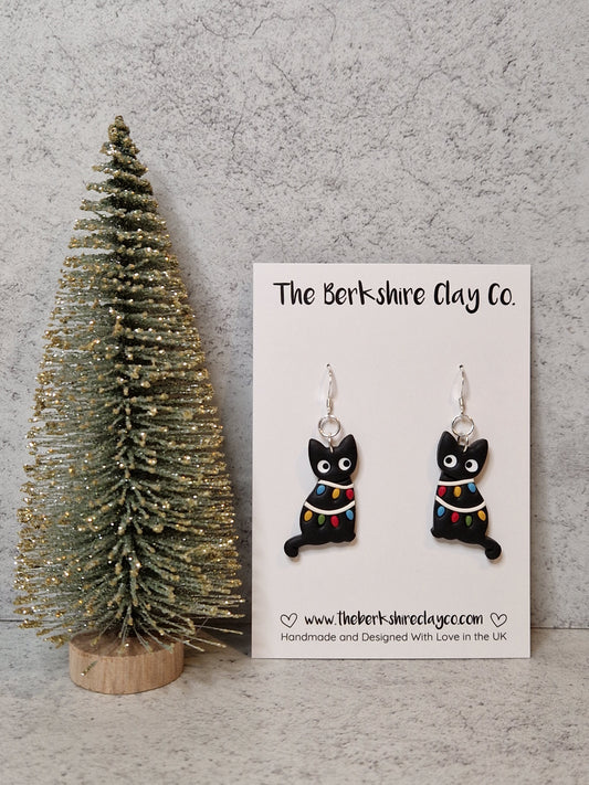 Fairy Light Cat Dangle Earrings