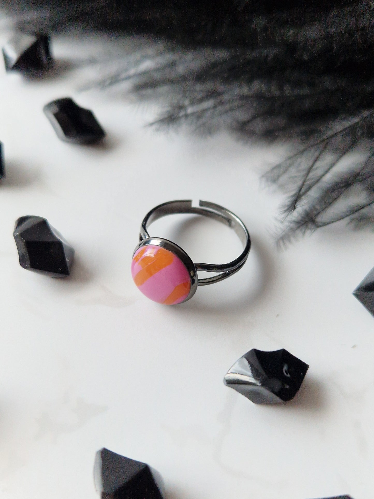 Orange and Pink Adjustable Ring