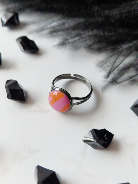 Orange and Pink Adjustable Ring
