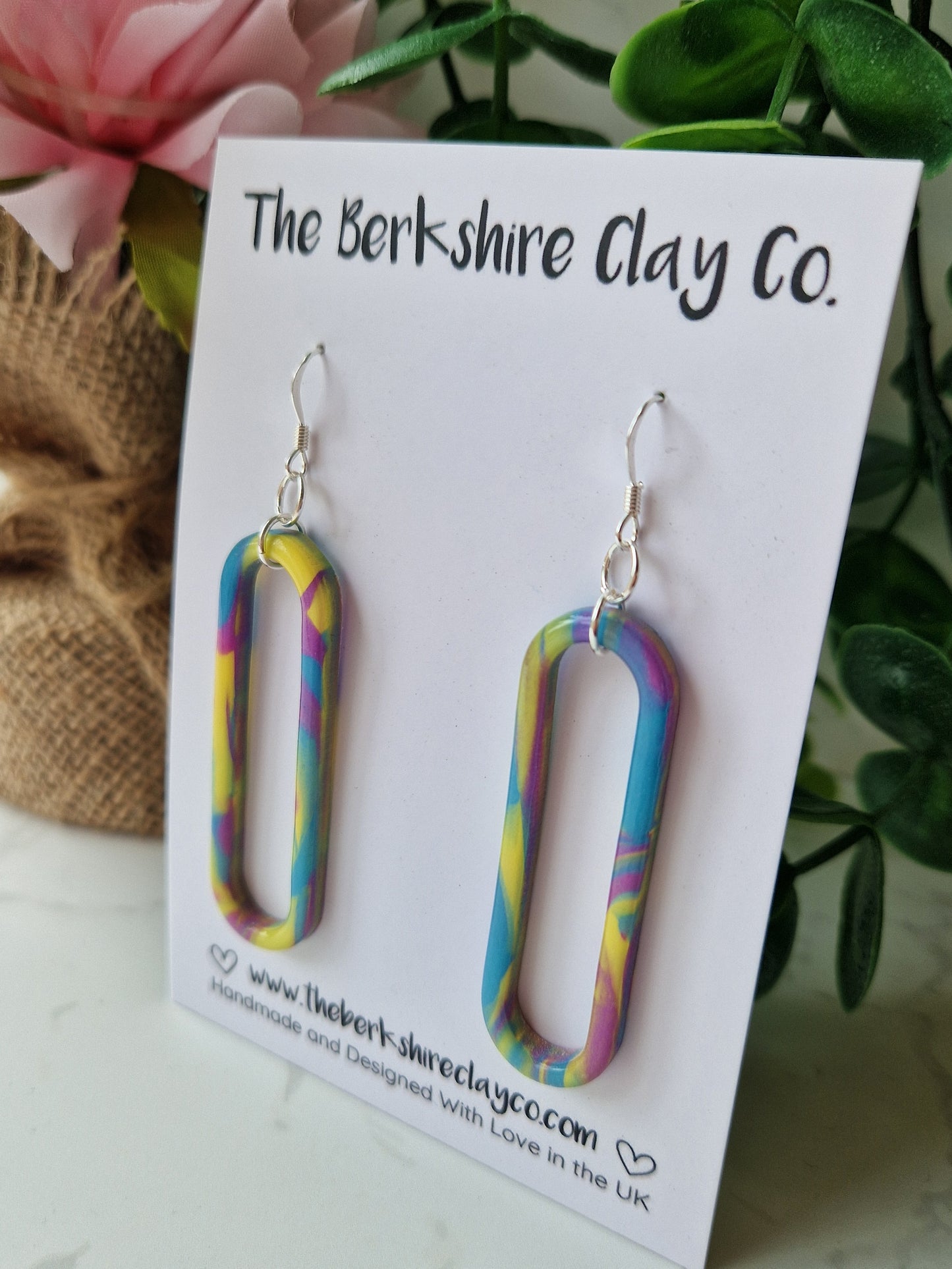 Multi Coloured Oval Dangle Earrings Design 2