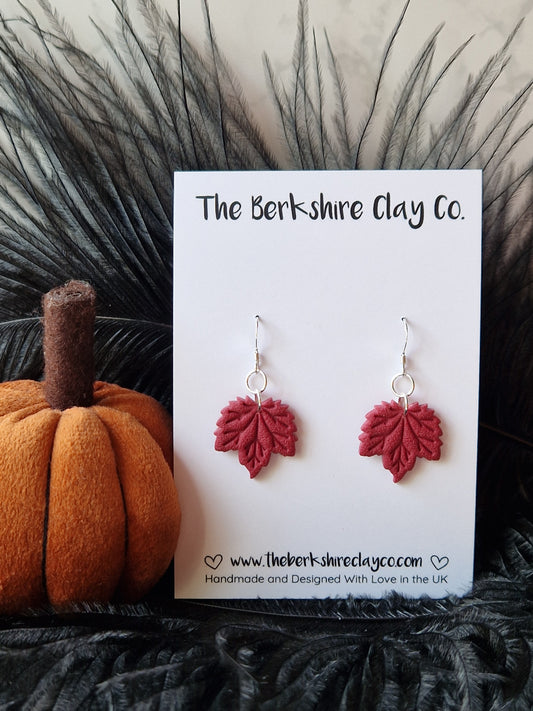 Cabernet Maple Leaf Dangle Earrings