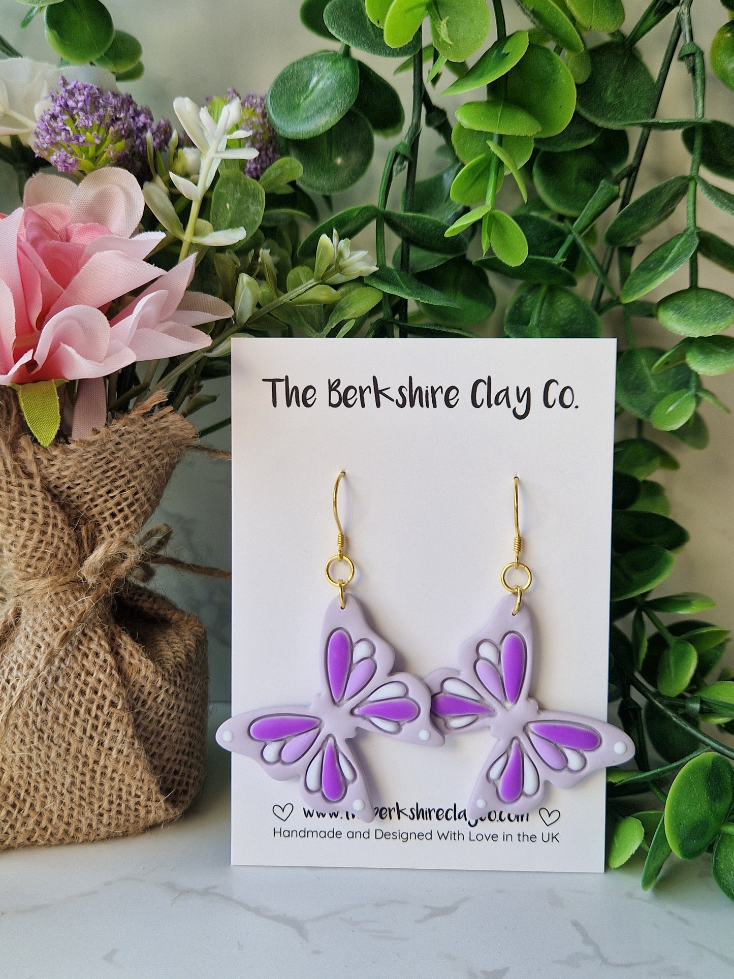 Light Purple Butterfly Dangle Earrings