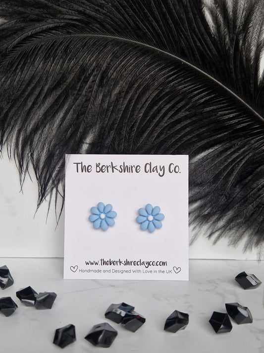 Large Blue Daisy Studs
