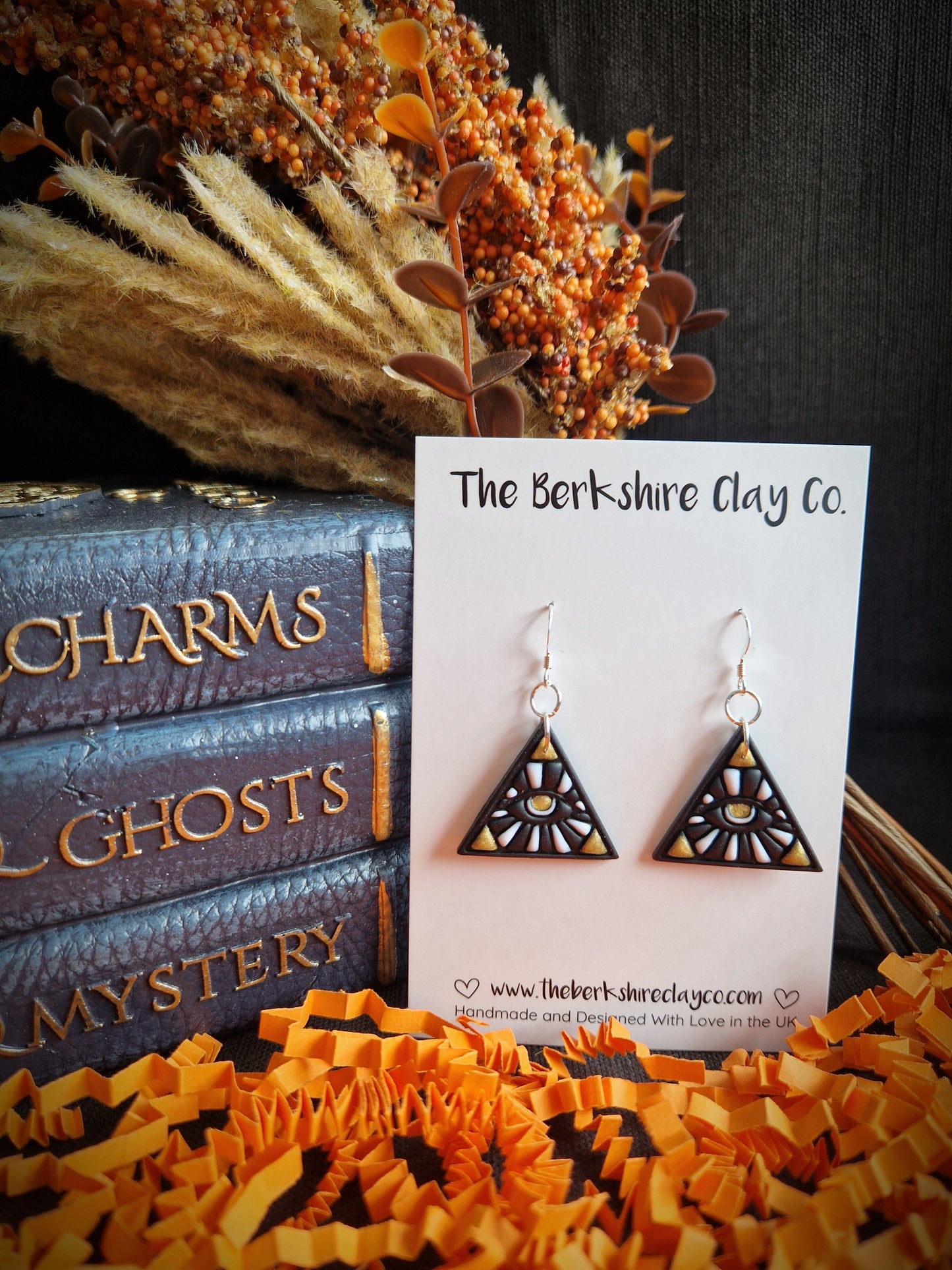 Gothic Starburst Triangle Dangle Earrings