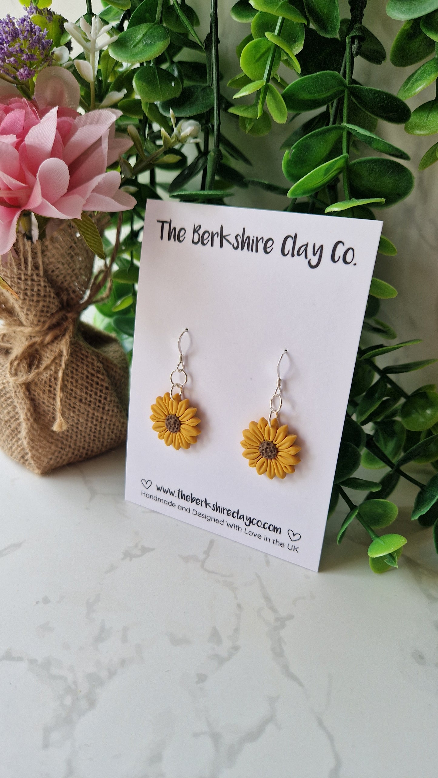 Small Sunflower Dangle Earrings
