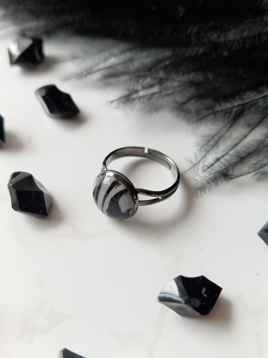 Black and Grey Adjustable Ring