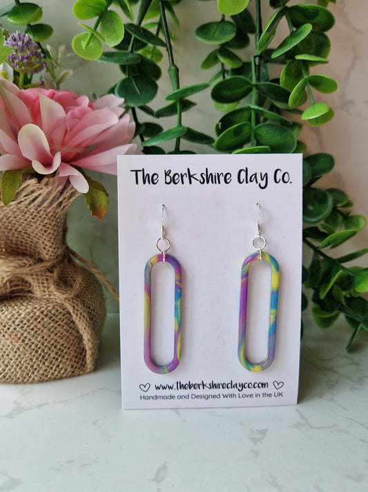 Multi Coloured Oval Dangle Earrings Design 1