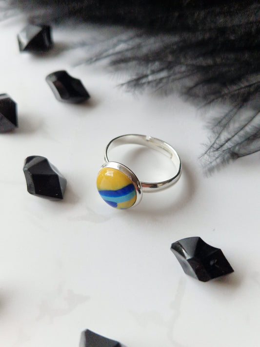 Yellow and Blue Adjustable Ring