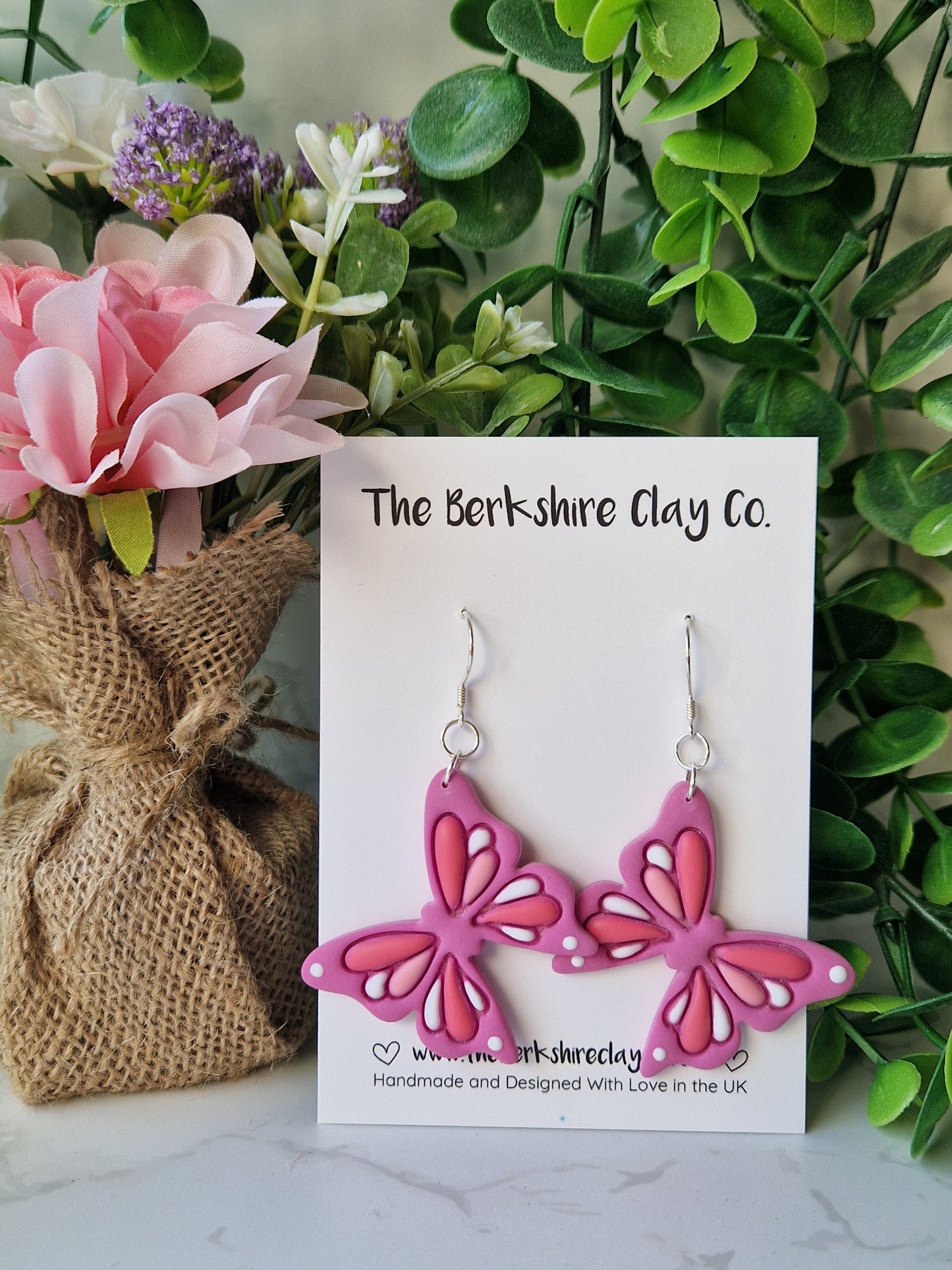 Pink Butterfly Dangle Earrings