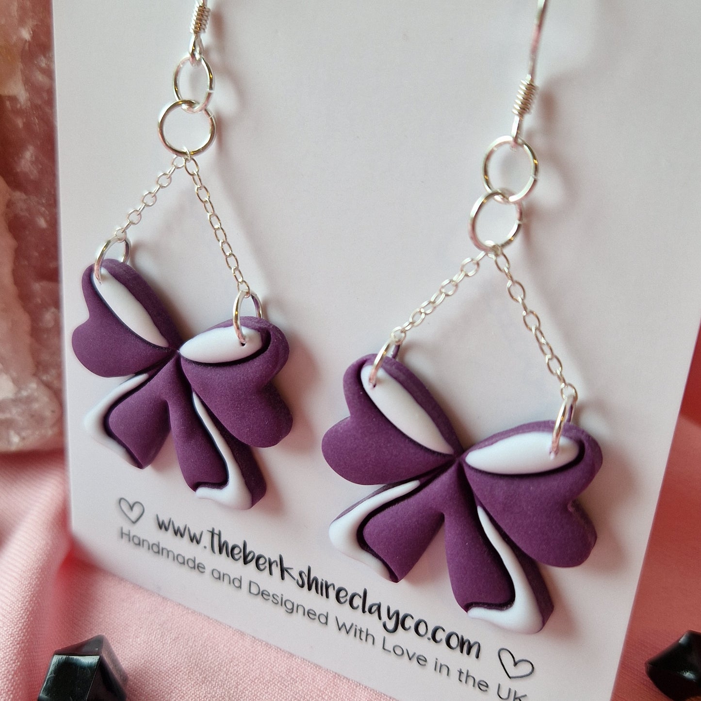 Purple Flowy Bow Dangle Earrings