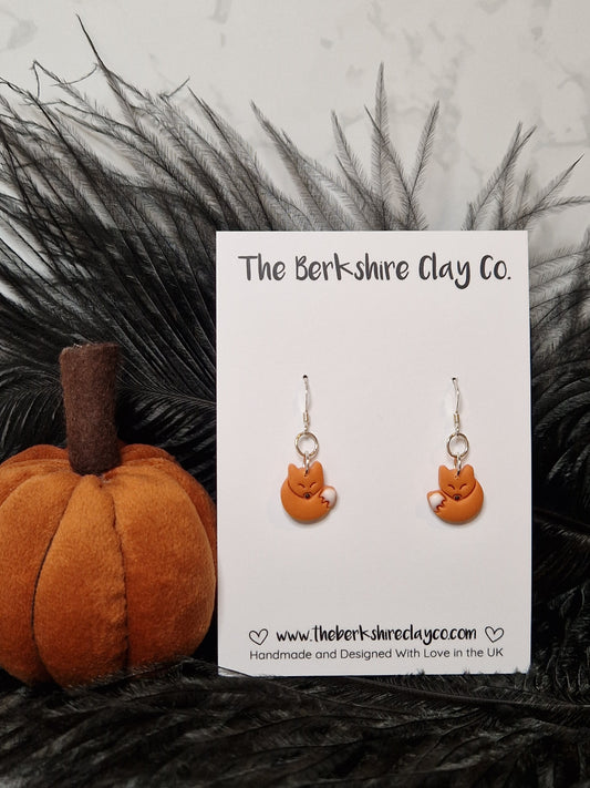Small Curled Fox Dangle Earrings