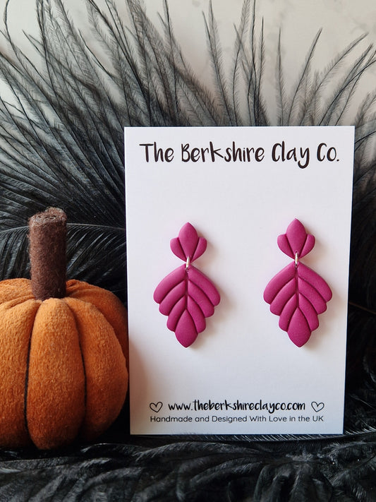 Turnip Leaf Dangle Stud Earrings