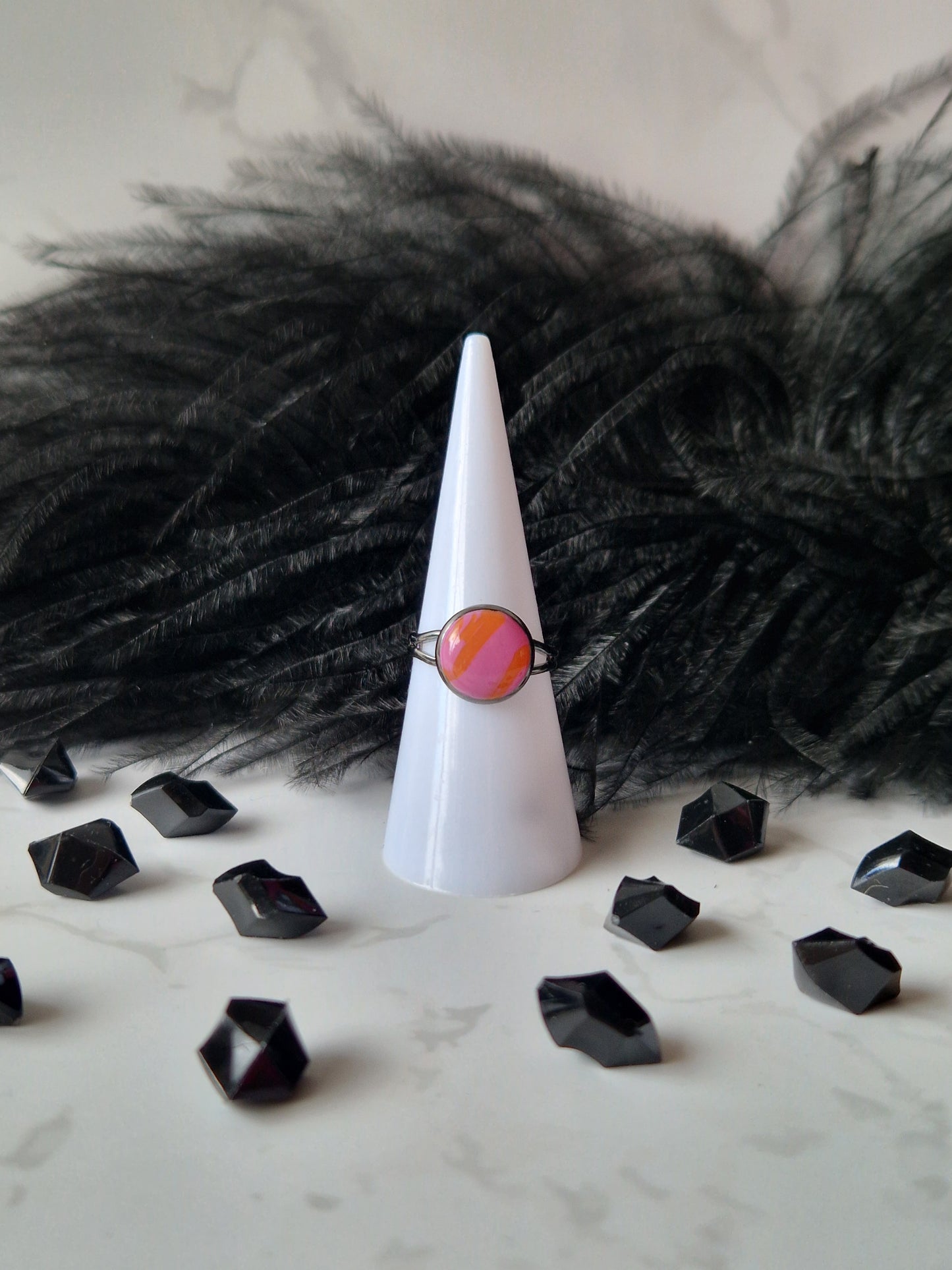 Orange and Pink Adjustable Ring