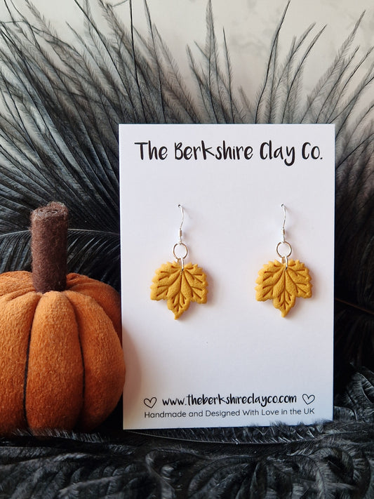 Yellow Maple Leaf Dangle Earrings